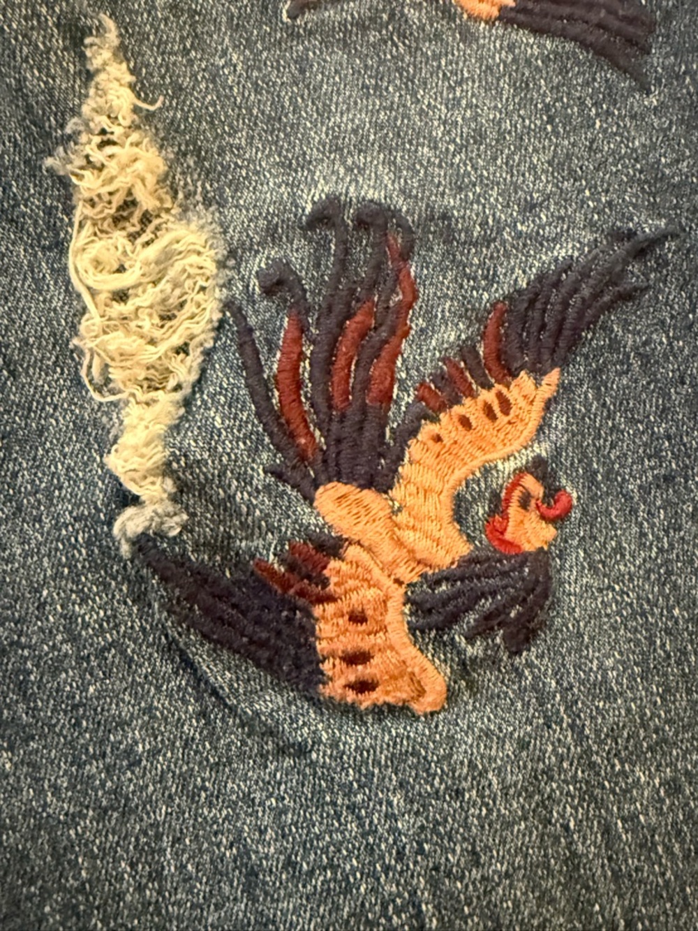 Kensie Skinny Ankle Jeans Embroidered Bird Denim Sz 8 / 29 Phoenix Japanese - Picture 5 of 16